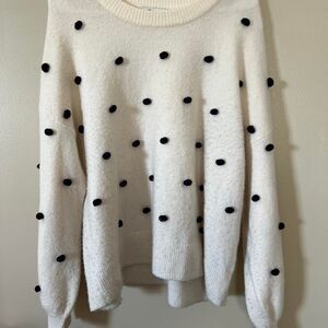 Madewell Women's Cream Pompom sweater size L